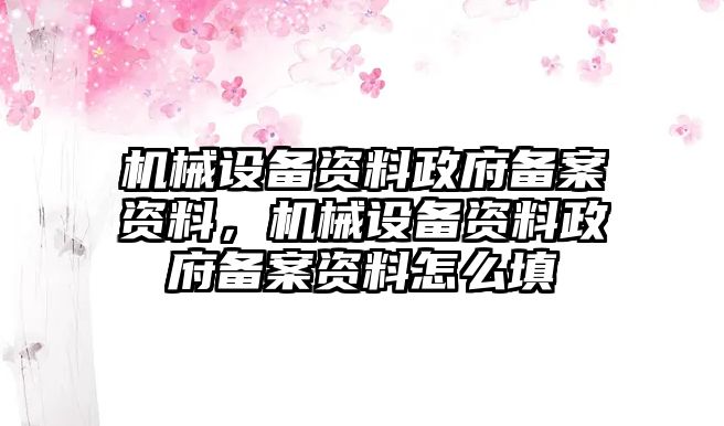 機械設備資料政府備案資料，機械設備資料政府備案資料怎么填