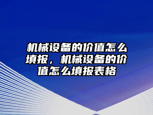 機械設備的價值怎么填報，機械設備的價值怎么填報表格