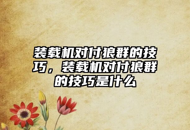 裝載機對付狼群的技巧，裝載機對付狼群的技巧是什么