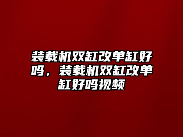 裝載機雙缸改單缸好嗎，裝載機雙缸改單缸好嗎視頻