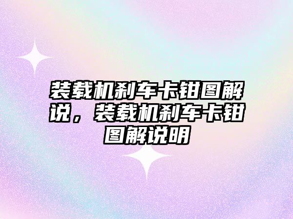 裝載機剎車卡鉗圖解說，裝載機剎車卡鉗圖解說明