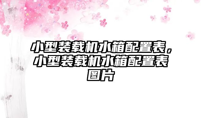 小型裝載機水箱配置表，小型裝載機水箱配置表圖片