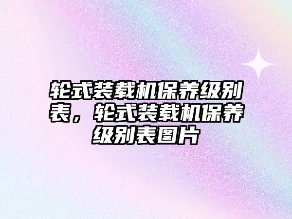 輪式裝載機保養級別表，輪式裝載機保養級別表圖片