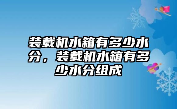 裝載機水箱有多少水分，裝載機水箱有多少水分組成