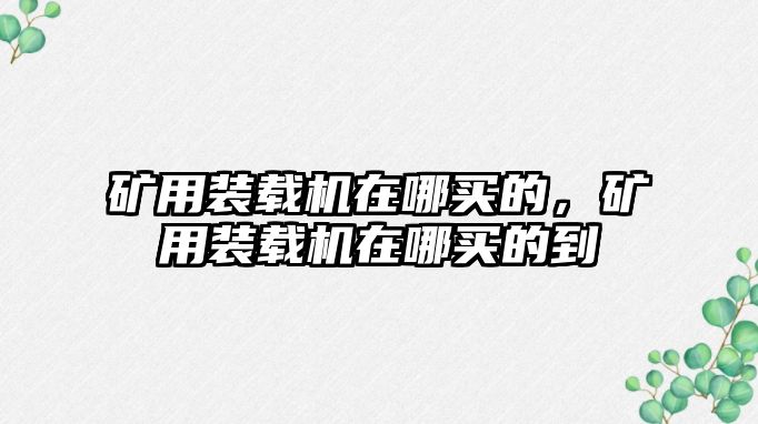 礦用裝載機(jī)在哪買(mǎi)的，礦用裝載機(jī)在哪買(mǎi)的到