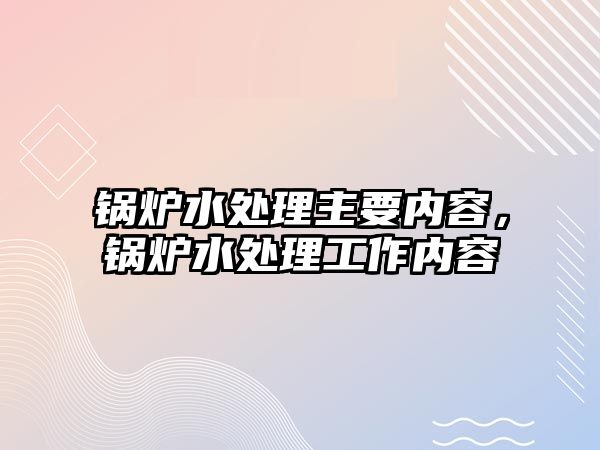 鍋爐水處理主要內容，鍋爐水處理工作內容