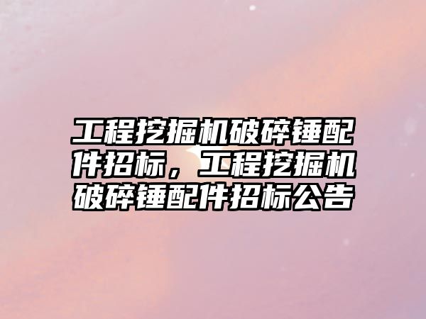 工程挖掘機破碎錘配件招標，工程挖掘機破碎錘配件招標公告