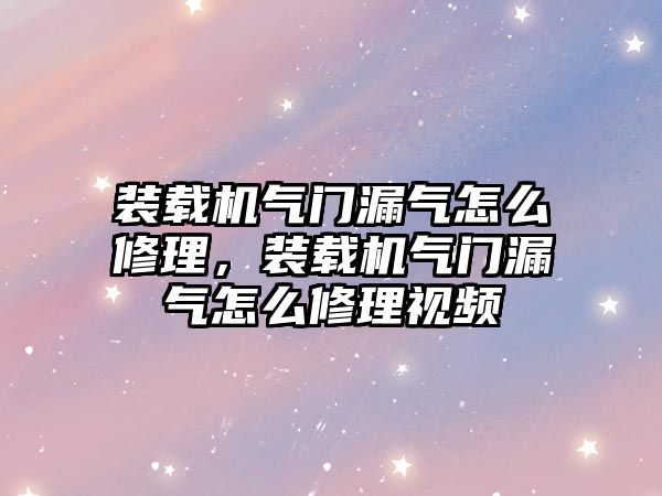 裝載機氣門漏氣怎么修理，裝載機氣門漏氣怎么修理視頻