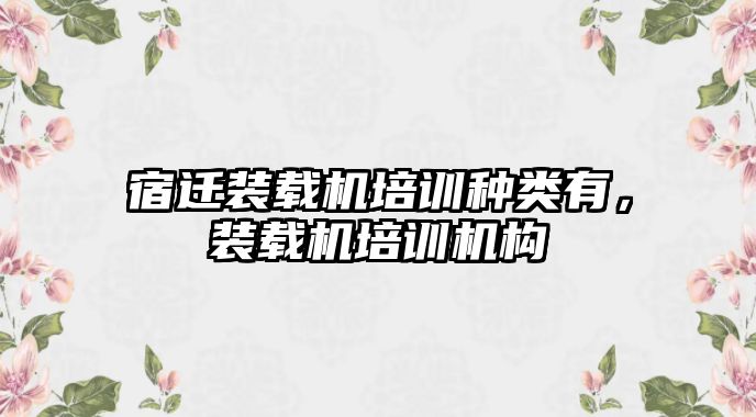 宿遷裝載機培訓種類有，裝載機培訓機構