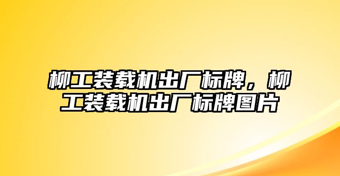 柳工裝載機出廠標牌，柳工裝載機出廠標牌圖片