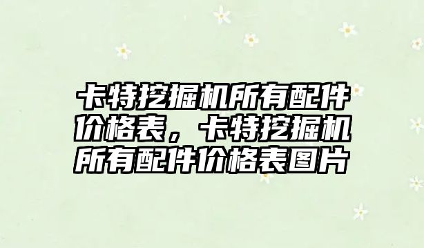 卡特挖掘機所有配件價格表，卡特挖掘機所有配件價格表圖片