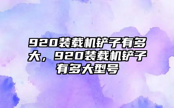 920裝載機鏟子有多大，920裝載機鏟子有多大型號