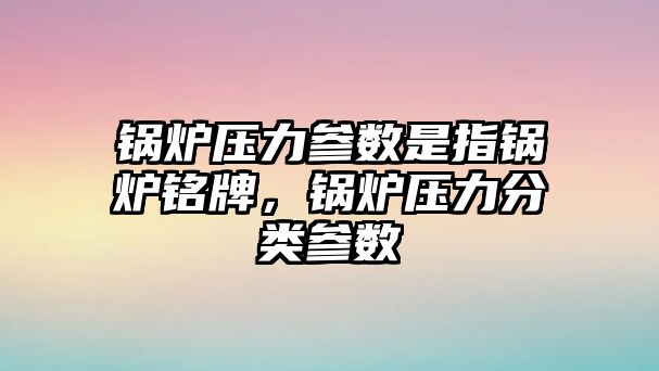 鍋爐壓力參數是指鍋爐銘牌，鍋爐壓力分類參數