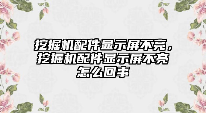 挖掘機配件顯示屏不亮，挖掘機配件顯示屏不亮怎么回事