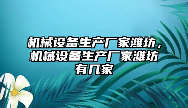 機械設備生產廠家濰坊，機械設備生產廠家濰坊有幾家