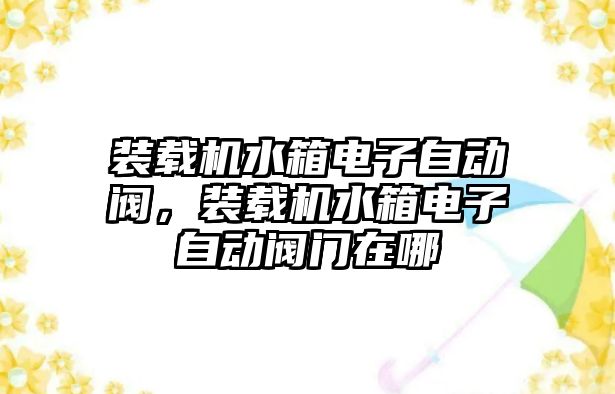 裝載機(jī)水箱電子自動閥，裝載機(jī)水箱電子自動閥門在哪