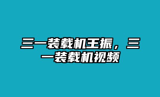 三一裝載機王振，三一裝載機視頻