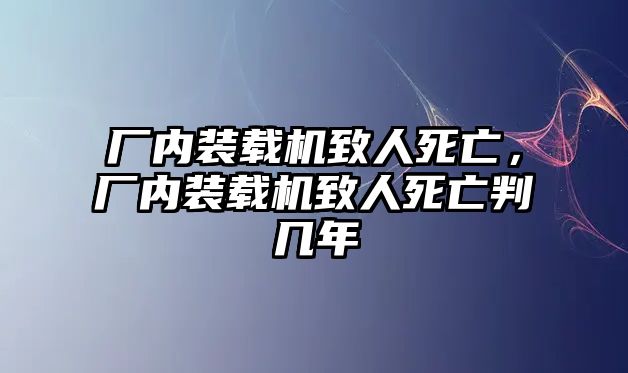 廠內裝載機致人死亡，廠內裝載機致人死亡判幾年