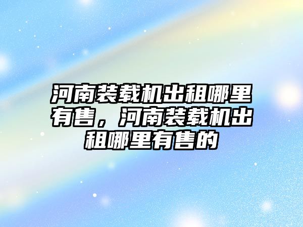 河南裝載機出租哪里有售，河南裝載機出租哪里有售的