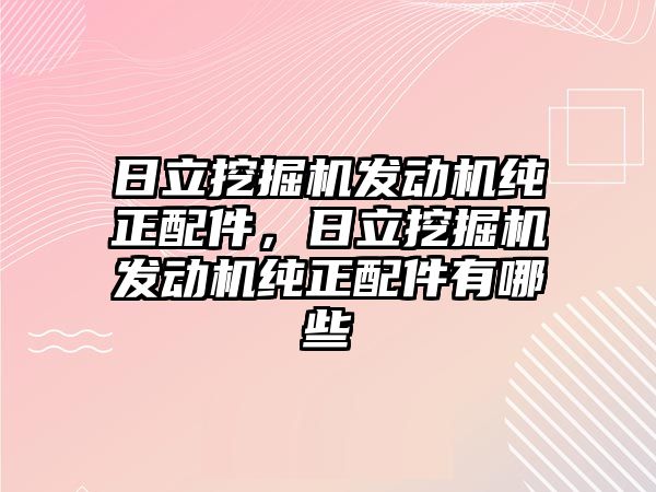 日立挖掘機發動機純正配件，日立挖掘機發動機純正配件有哪些