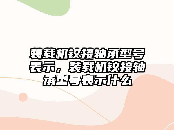 裝載機鉸接軸承型號表示，裝載機鉸接軸承型號表示什么