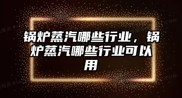 鍋爐蒸汽哪些行業(yè)，鍋爐蒸汽哪些行業(yè)可以用