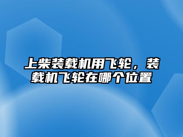 上柴裝載機用飛輪，裝載機飛輪在哪個位置