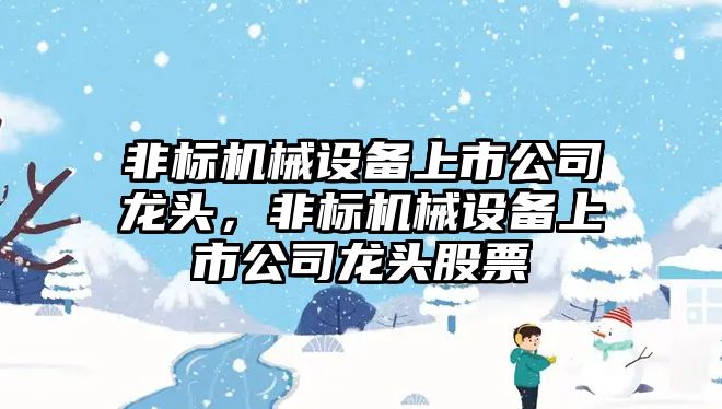 非標(biāo)機械設(shè)備上市公司龍頭，非標(biāo)機械設(shè)備上市公司龍頭股票