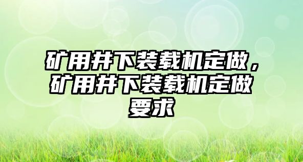 礦用井下裝載機(jī)定做，礦用井下裝載機(jī)定做要求