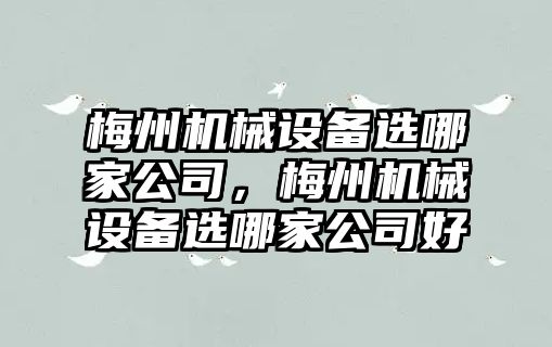 梅州機械設備選哪家公司，梅州機械設備選哪家公司好