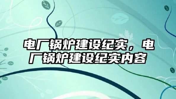 電廠鍋爐建設紀實，電廠鍋爐建設紀實內容