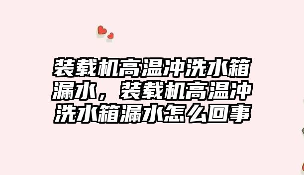 裝載機高溫沖洗水箱漏水，裝載機高溫沖洗水箱漏水怎么回事