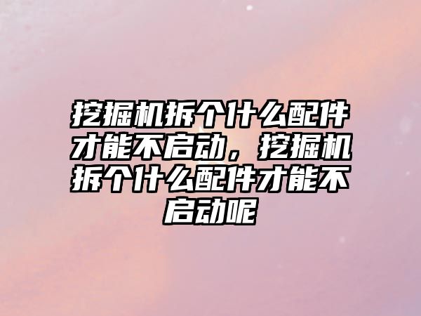 挖掘機拆個什么配件才能不啟動，挖掘機拆個什么配件才能不啟動呢