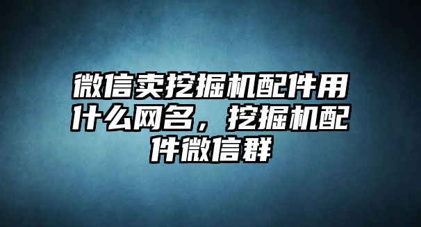 微信賣挖掘機配件用什么網(wǎng)名，挖掘機配件微信群