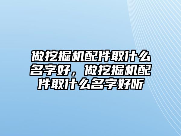 做挖掘機(jī)配件取什么名字好，做挖掘機(jī)配件取什么名字好聽