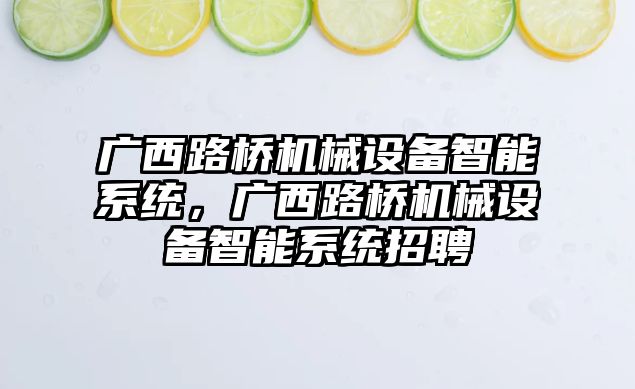 廣西路橋機械設備智能系統，廣西路橋機械設備智能系統招聘