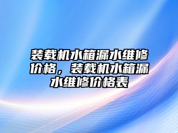 裝載機水箱漏水維修價格，裝載機水箱漏水維修價格表