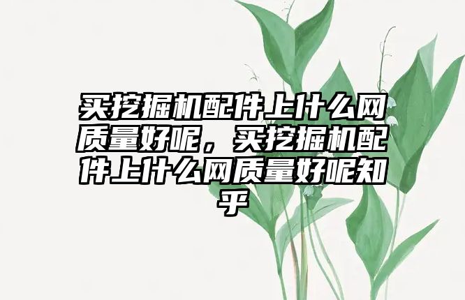 買挖掘機配件上什么網質量好呢，買挖掘機配件上什么網質量好呢知乎