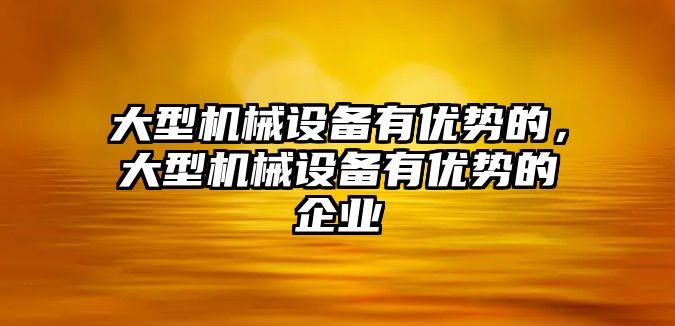 大型機械設備有優勢的，大型機械設備有優勢的企業