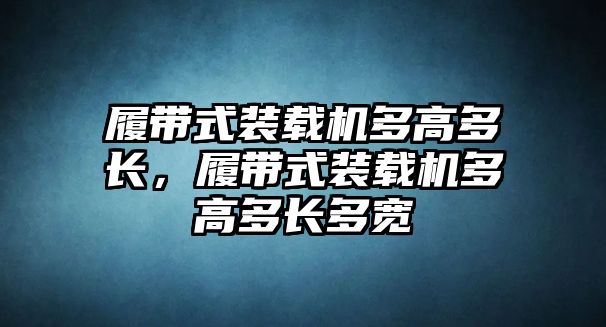 履帶式裝載機多高多長，履帶式裝載機多高多長多寬