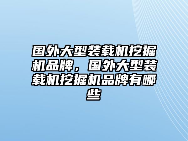 國外大型裝載機挖掘機品牌，國外大型裝載機挖掘機品牌有哪些