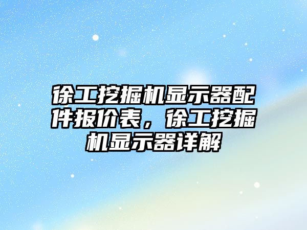 徐工挖掘機顯示器配件報價表，徐工挖掘機顯示器詳解