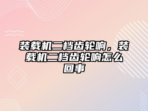 裝載機二檔齒輪響，裝載機二檔齒輪響怎么回事