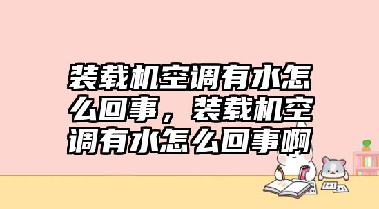 裝載機空調有水怎么回事，裝載機空調有水怎么回事啊