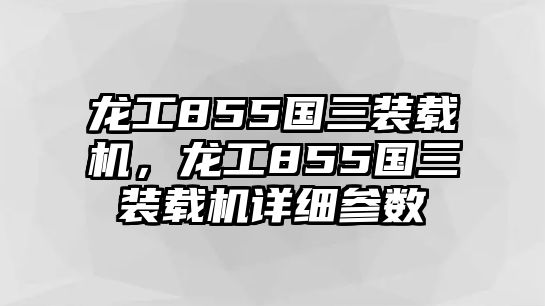 龍工855國三裝載機，龍工855國三裝載機詳細參數