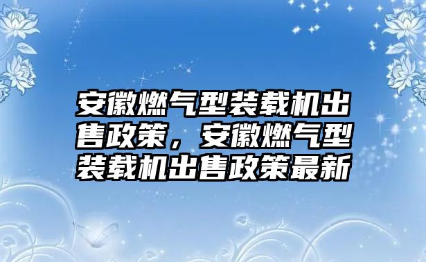 安徽燃氣型裝載機出售政策，安徽燃氣型裝載機出售政策最新