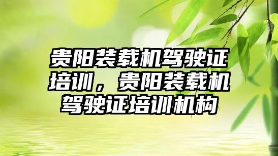 貴陽裝載機駕駛證培訓，貴陽裝載機駕駛證培訓機構