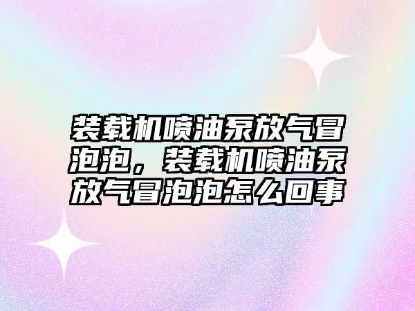 裝載機噴油泵放氣冒泡泡，裝載機噴油泵放氣冒泡泡怎么回事